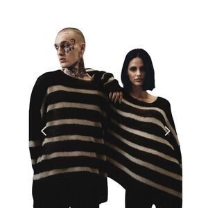 Other UK Band Stripe Navarro Jumper - Black & Bone Size L/XL